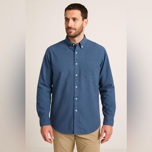 Christian Berg Men’s XXL Blue Polka Dot Embroidered Button Down Shirt Preppy